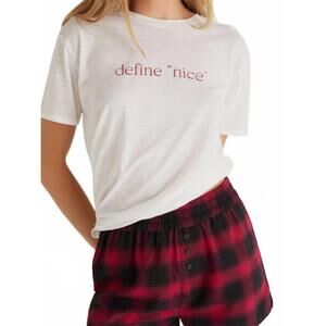 NEW Z LOUNGE define nice short sleeve boyfriend tee in vanilla ice